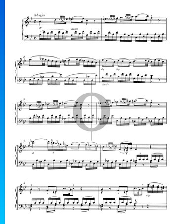 Sonata para piano n.º 12 en fa mayor, KV 332 (300k): 2. Adagio Partitura