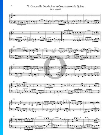 Canon alla Duodecima in Contrapunto alla Quinta, BWV 1080/17 Partitura