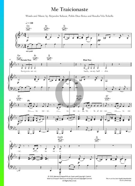 Me Traicionaste Musik-Noten