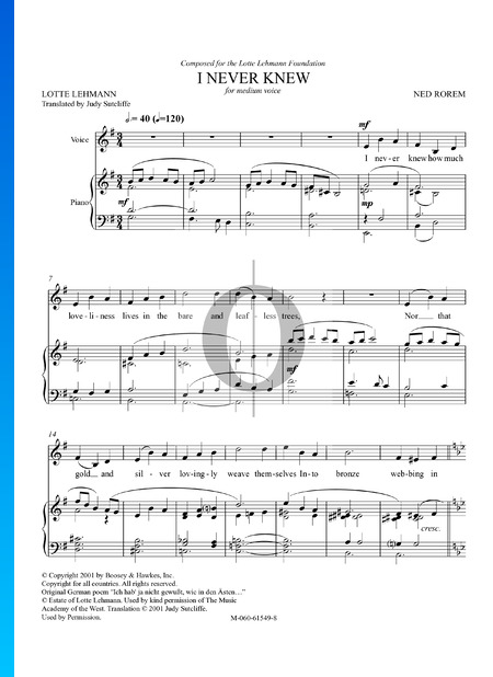 I Never Knew Sheet Music