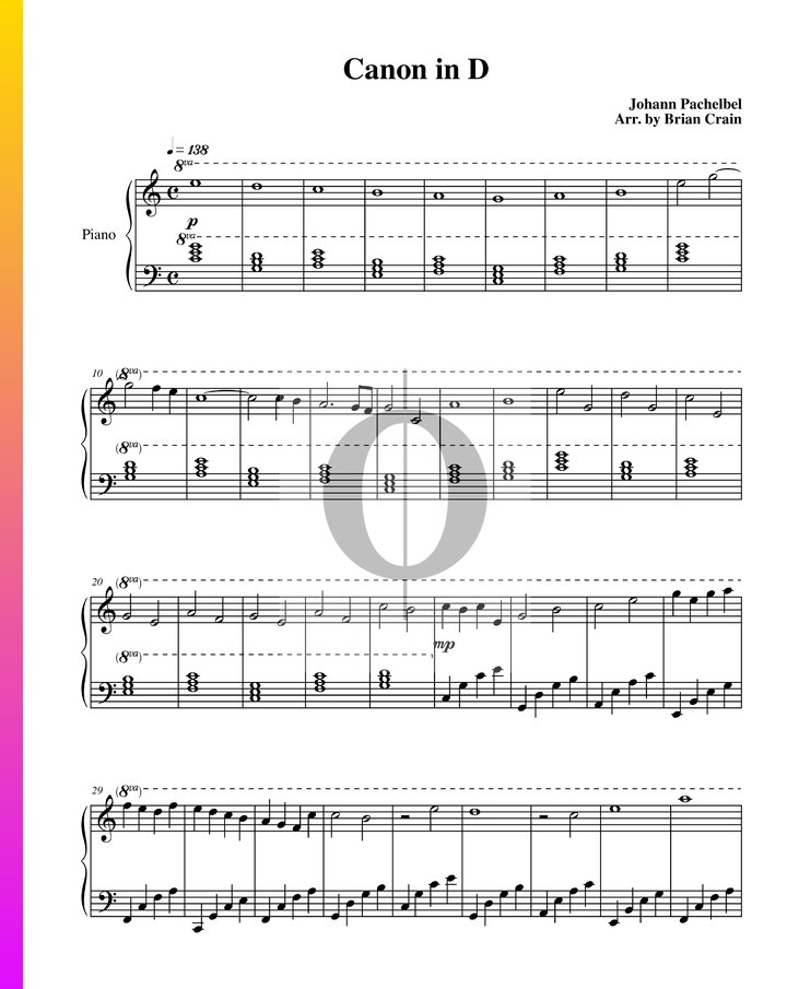 Canon in D (Brian Crain) Piano Sheet Music - OKTAV
