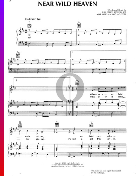 Near Wild Heaven Musik-Noten
