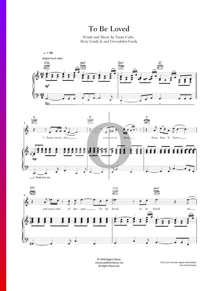 To Be Loved (Michael Bublé) Piano Sheet Music - OKTAV