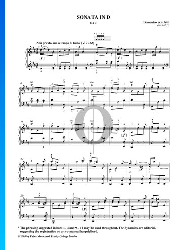 Sonate in D-Dur, K430 Musik-Noten