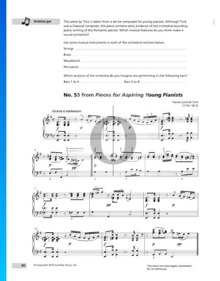 Pieces For Aspiring Young Pianists: No. 53 Solemn And Moving Sheet Music