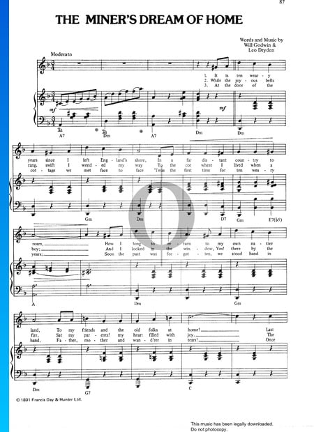 The Miner's Dream Of Home Sheet Music
