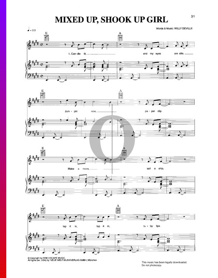 Mixed Up, Shook Up Girl Sheet Music