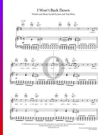 I Won't Back Down Sheet Music
