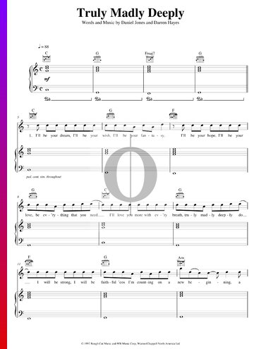Truly Madly Deeply Sheet Music