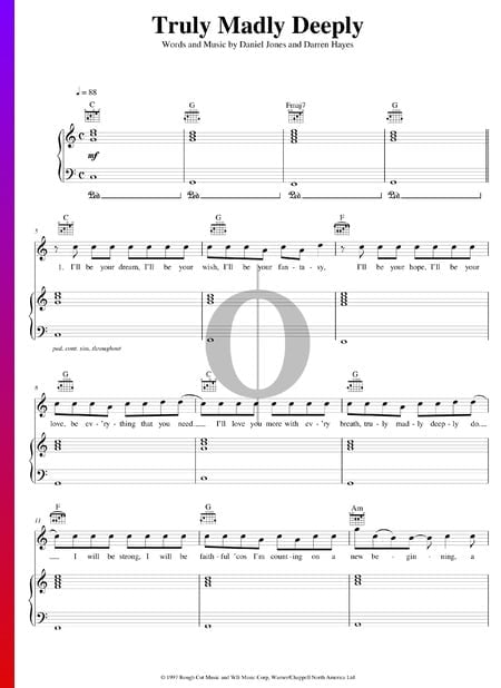 Truly Madly Deeply Sheet Music