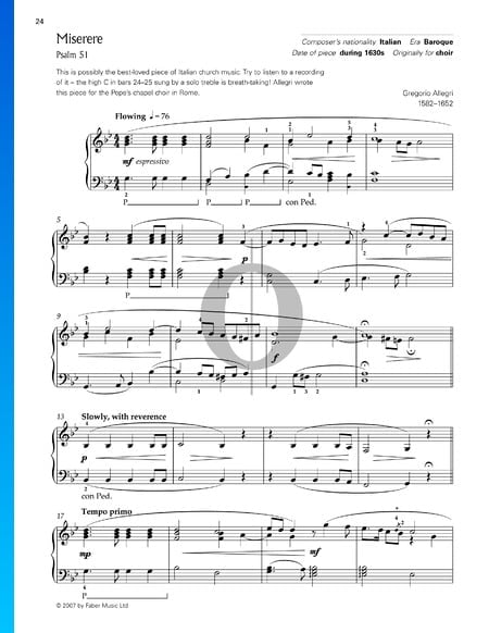Miserere, Psalm 51 Musik-Noten