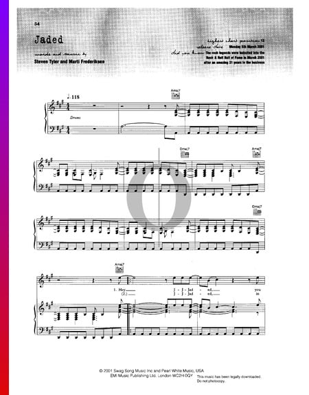 Jaded Sheet Music