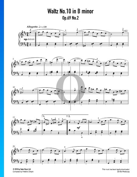 Waltz No. 10 B Minor, Op. 69 No. 2 Sheet Music