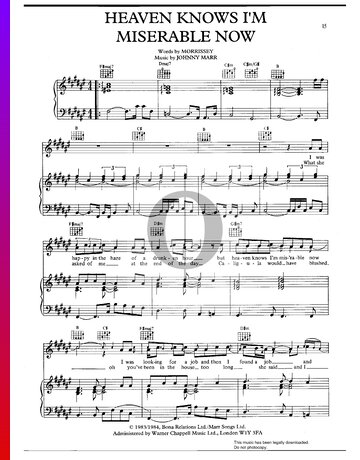 Heaven Knows I'm Miserable Now Sheet Music