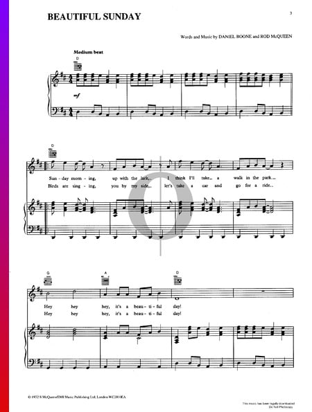 Beautiful Sunday Musik-Noten