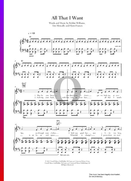 All That I Want Sheet Music