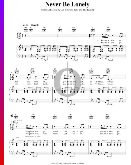 Never Be Lonely Sheet Music