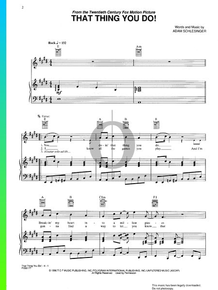 That Thing You Do Sheet Music