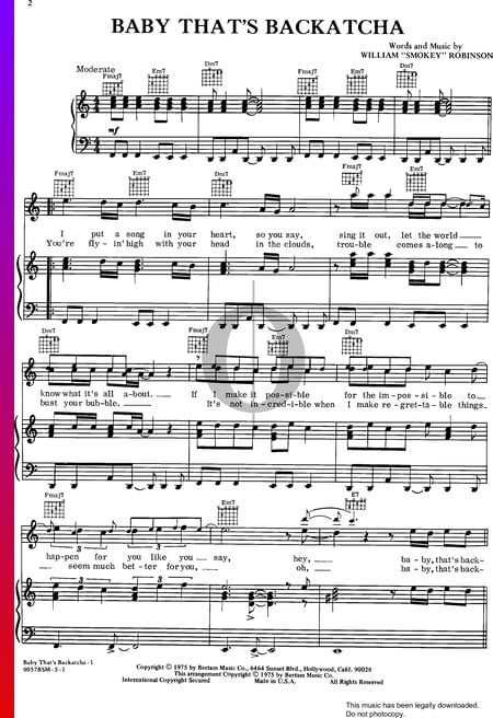 Baby That's Backatcha Sheet Music