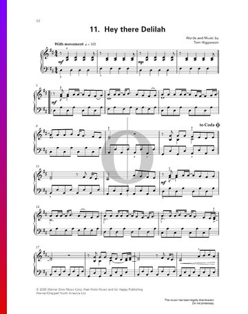 Hey There Delilah Sheet Music