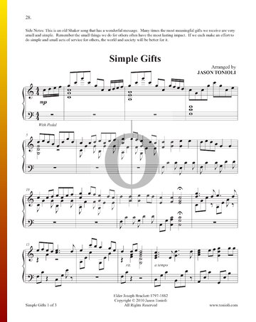 Simple Gifts Musik-Noten