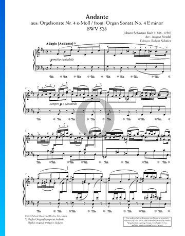 Partition Sonate pour orgue n° 4, BWV 528 : 2. Andante