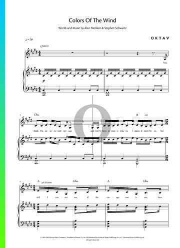 Colors Of The Wind Partitura