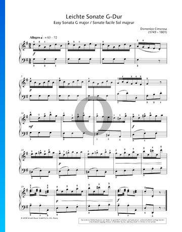 Einfache Sonate in G-Dur Musik-Noten