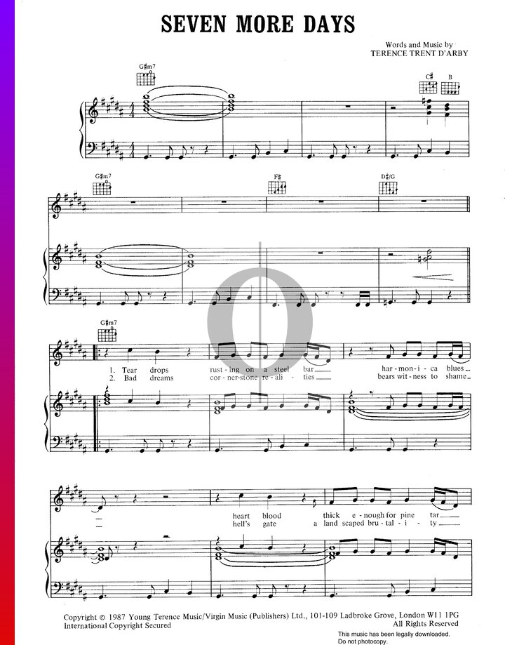 Seven More Days (Sananda Maitreya) Piano Sheet Music - OKTAV