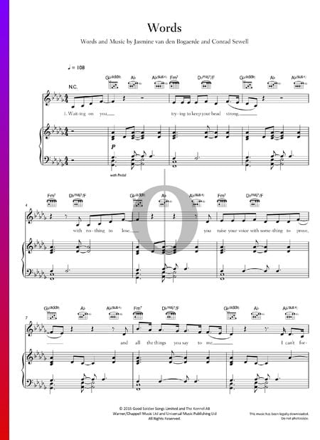 Words Musik-Noten