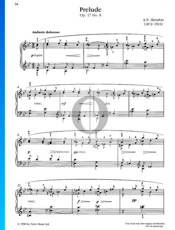 Prelude, Op. 17 No. 6 Spartito