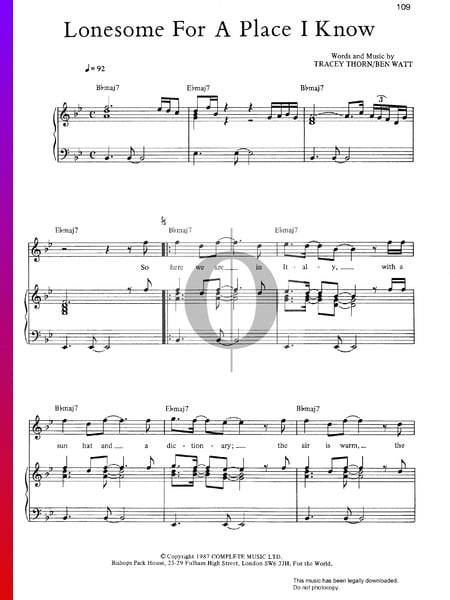 Lonesome For A Place I Know Musik-Noten