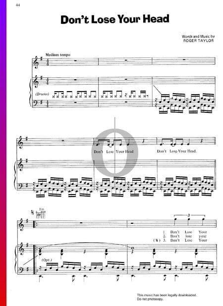 Don't Lose Your Head Musik-Noten