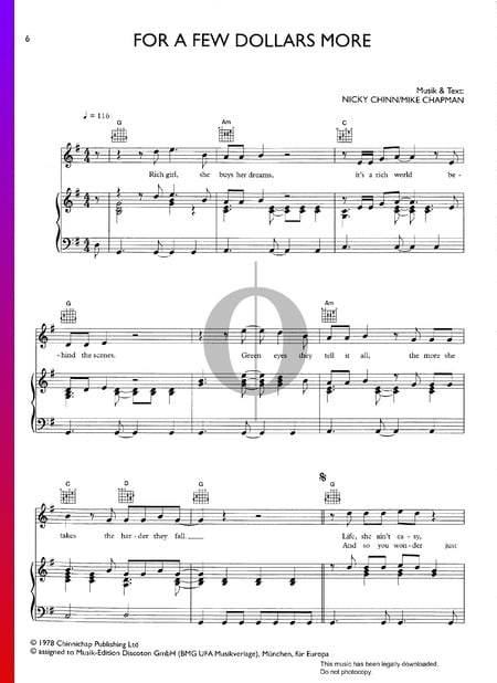 For A Few Dollars More Sheet Music