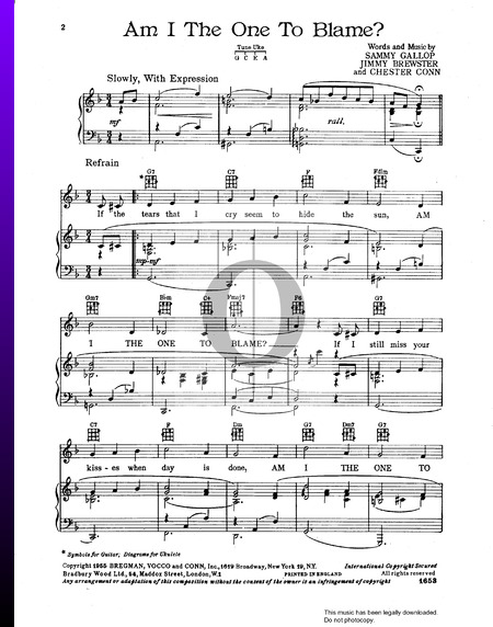 Am I The One To Blame Musik-Noten
