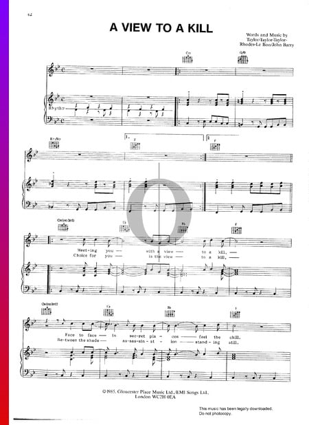 A View To A Kill Sheet Music