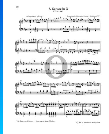 Klaviersonate Nr. 8 D-Dur, KV 311 (284c): 1. Allegro con spirito Musik-Noten