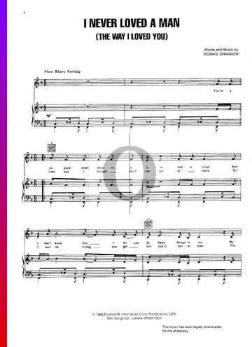 I Never Loved A Man (The Way I Loved You) Sheet Music