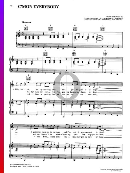 C'mon Everybody Sheet Music