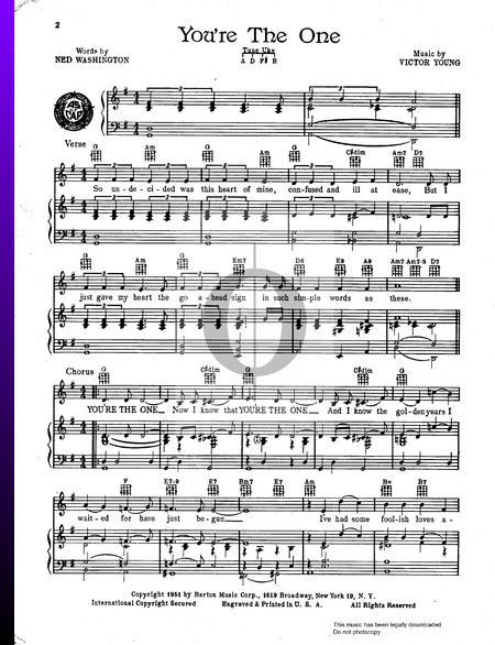 You're The One Musik-Noten