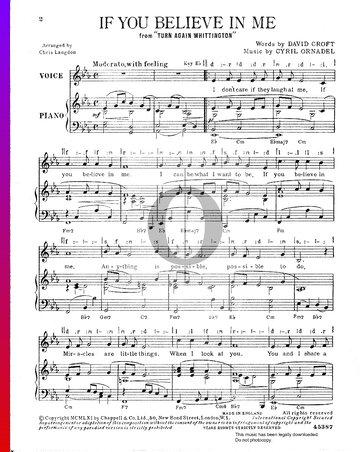 If You Believe In Me Sheet Music