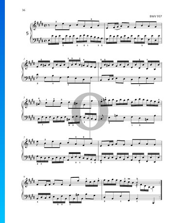 6 kleine Präludien: Nr. 5 Präludium E-Dur, BWV 937 Musik-Noten