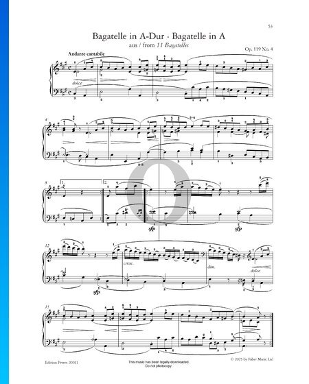 Bagatelle in A Major, Op. 119 No. 4