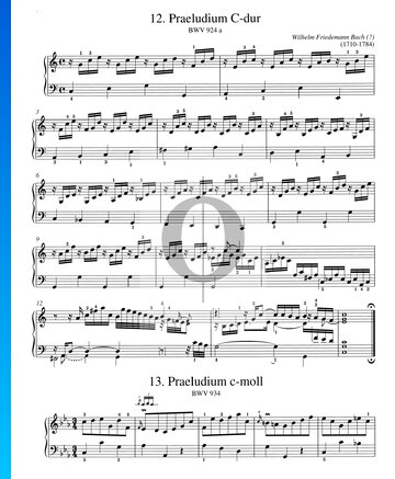 Praeludium C-Dur, BWV 924a Musik-Noten