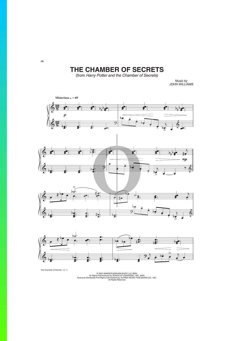 The Chamber Of Secrets Piano Sheet Music From Harry Potter And The