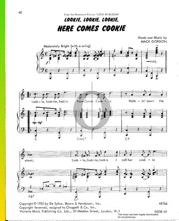 Lookie, Lookie, Lookie, Here Comes Cookie Sheet Music