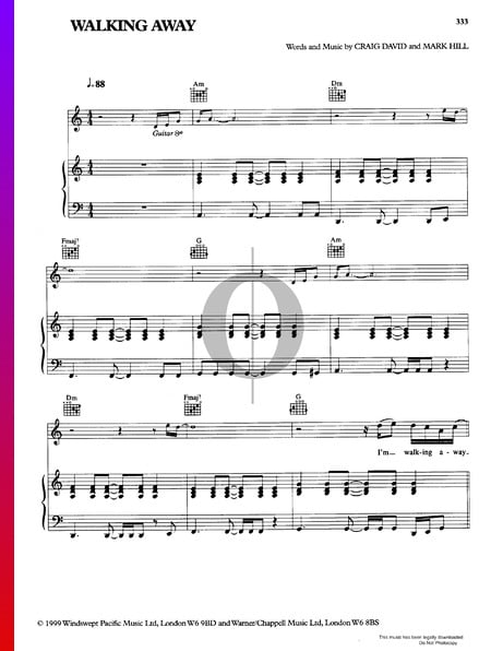 Walking Away Sheet Music