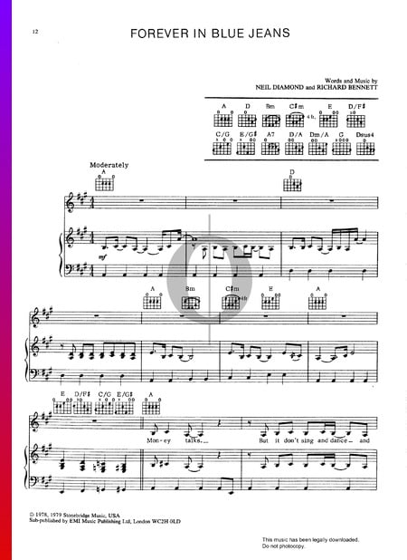 Forever In Blue Jeans Sheet Music