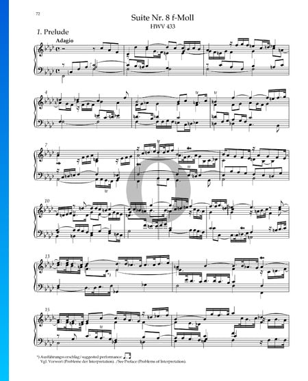 Suite Nr. 8 f-Moll, HWV 433: 1. Prelude Musik-Noten
