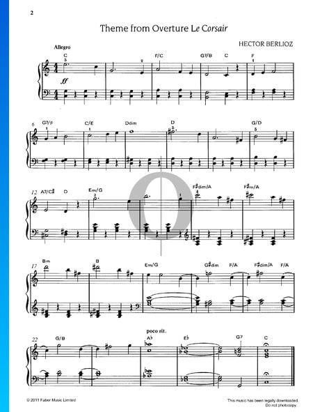 Thema (Ouvertüre Le Corsair) Musik-Noten